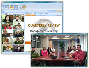 Screenshot showing Nefsis HD, webcams and PowerPoint sharing