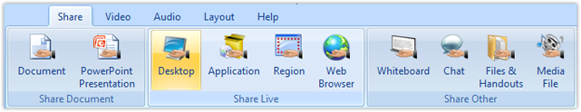 Nefsis easy point-and-click collaboration menu.