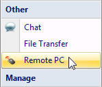 Diagram showing Remote PC menu item
