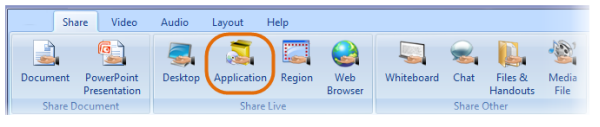 Click the Application Sharing Tool Button