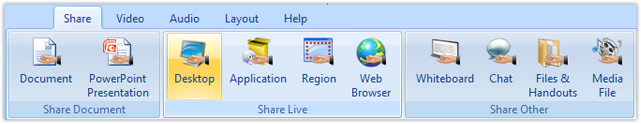 The Nefsis web meeting tool ribbon is easy to read.